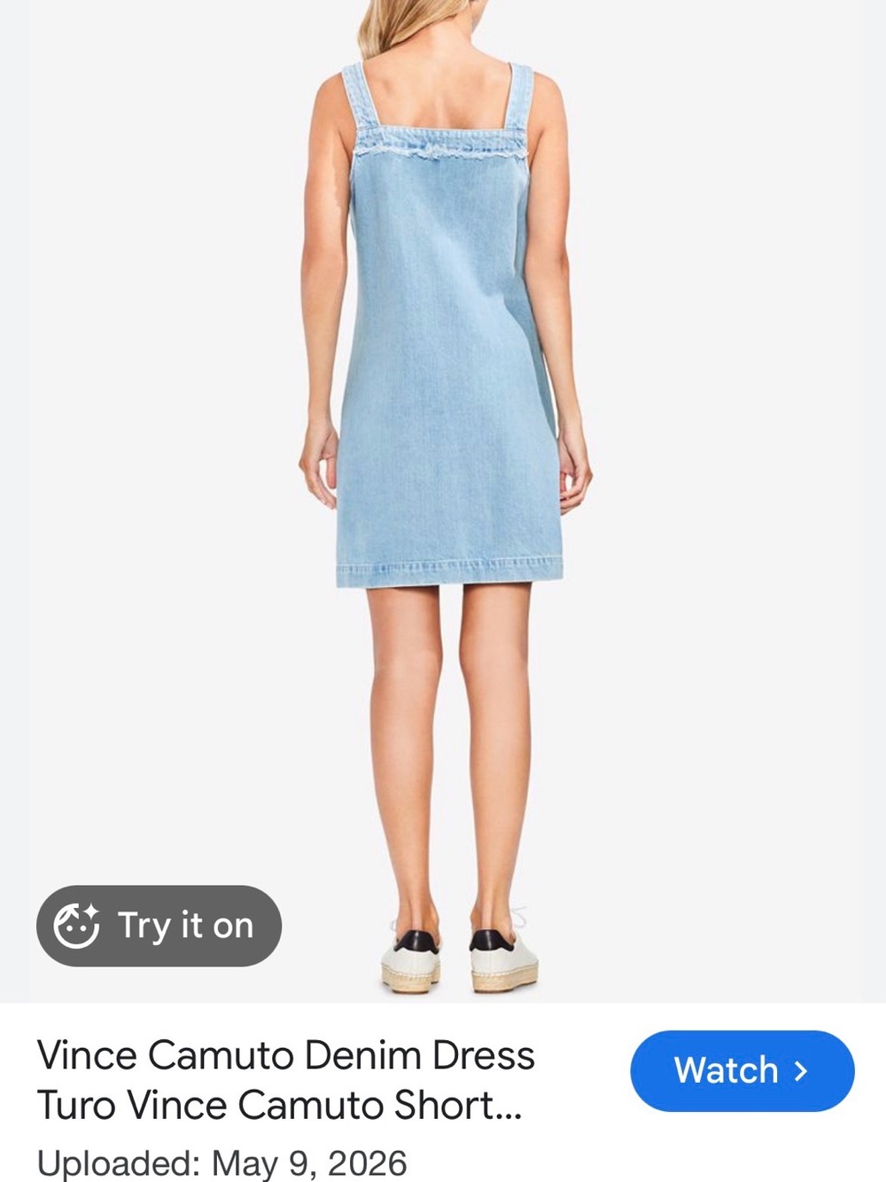Vince Camuto Light Blue Denim Square-Neck Sundress